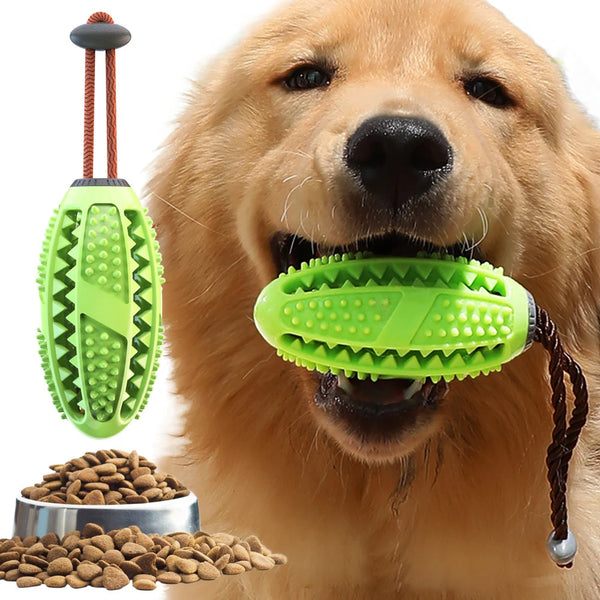 Interactive Chew Toy - Natural Rubber Ball & Food Dispenser for Playful Pets