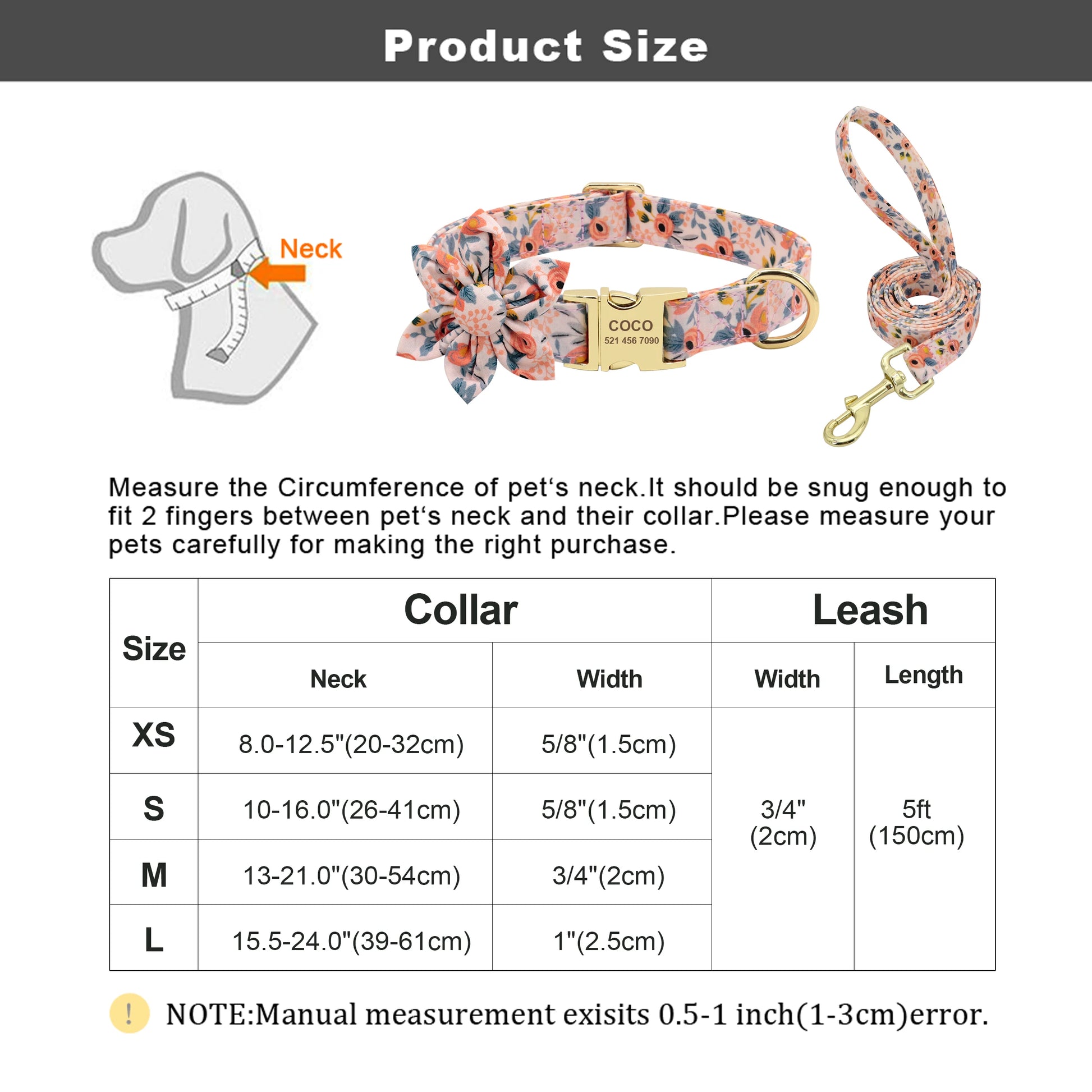 Personalized PetalPrint Dog Collar and Leash Set - Happy Tail Center