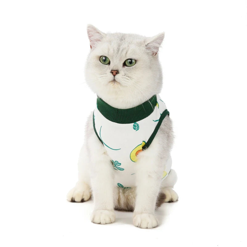 Summer Cat Clothes – Postpartum Anti-Licking Wound Sterilization Vest for Cats and Puppies - Happy Tail Center