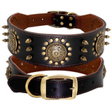Durable Leather Dog Collar - Spiked & Studded Adjustable Collar for Medium to Large Dogs