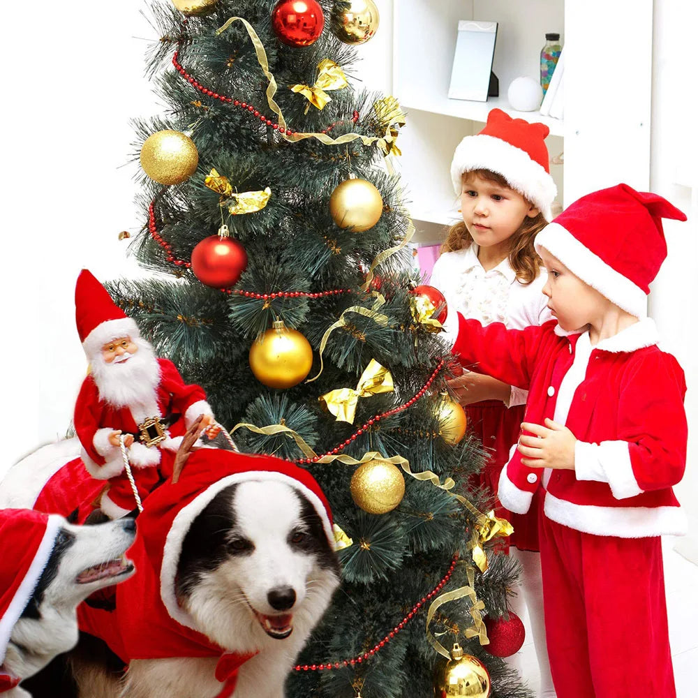 Designer Christmas Santa Claus Riding Clothes for Dogs β Winter Warm Pet Costumes for Small and Large Breeds - Happy Tail Center