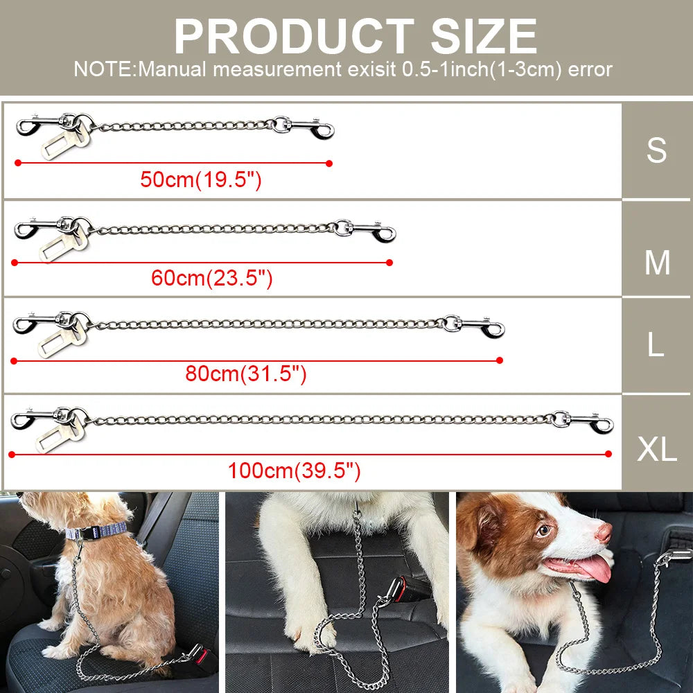 Metal Pet Safety Seat Belt β Durable Stainless Steel Dog Cat Car Seat Belt - Happy Tail Center