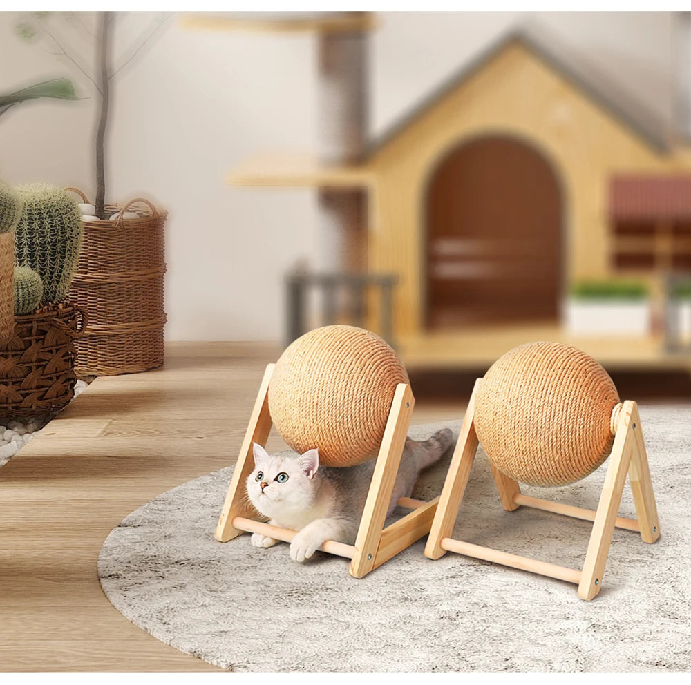 Cat Scratching Ball Toy - Kitten Sisal Rope Ball Board for Grinding Paws - Wear-Resistant Pet Furniture Supplies