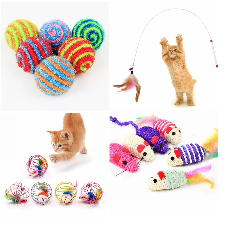 Cat Feather Wand Toy with Bell | Colorful Mouse Cage Teaser for Fun Interactive Play