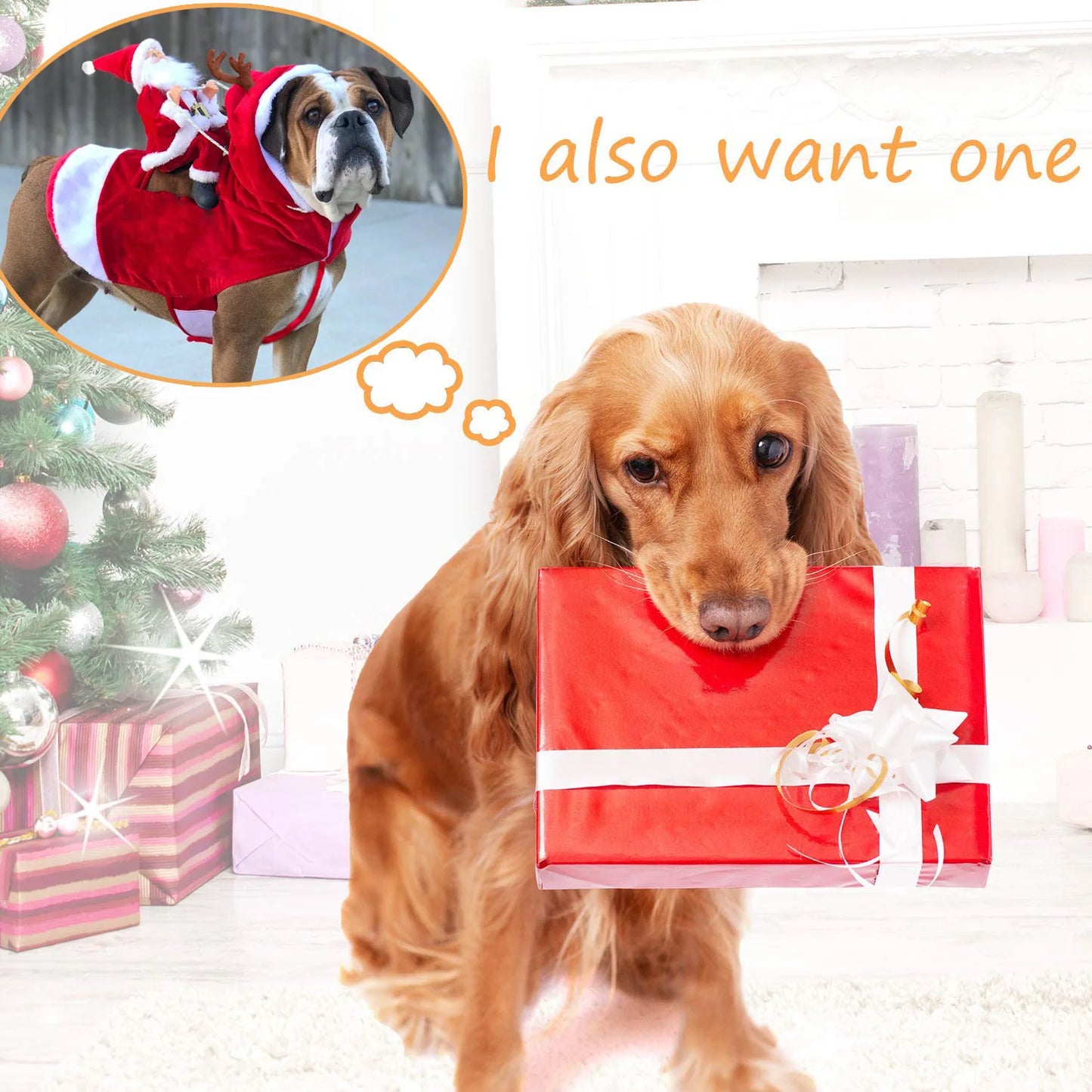 Designer Christmas Santa Claus Riding Clothes for Dogs β Winter Warm Pet Costumes for Small and Large Breeds - Happy Tail Center