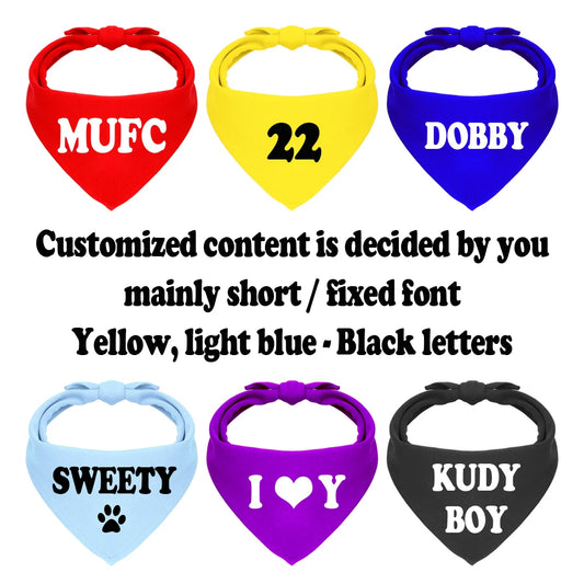 Personalized Dog Bandanas - Custom Cotton Pet Scarves with Bow Ties for Dogs and Cats
