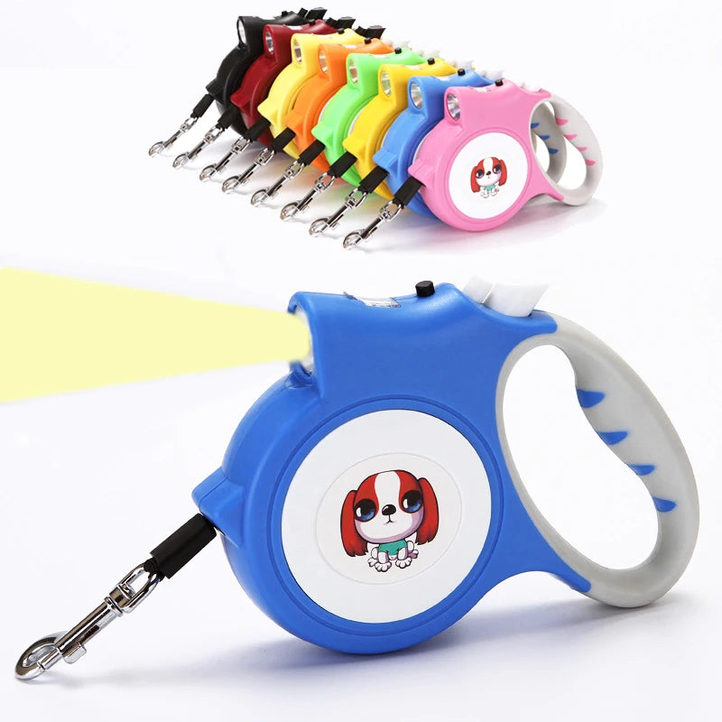 Retractable Dog Leash with LED Flashlight: Illuminate Your Walks - Happy Tail Center