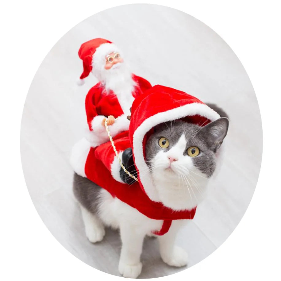 Designer Christmas Santa Claus Riding Clothes for Dogs β Winter Warm Pet Costumes for Small and Large Breeds - Happy Tail Center