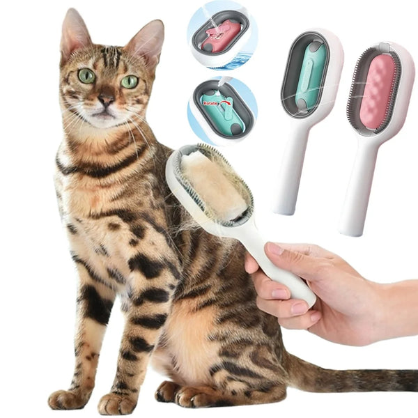 Cat Grooming Brush: Floating Hair Removal Cleaning Comb with Disposable Wipes - For Cats and Dogs