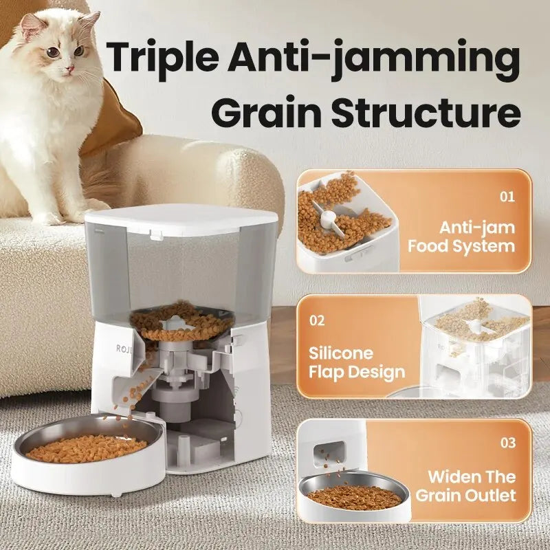 ROJECO 2L WiFi Automatic Pet Feeder - Smart Food Dispenser with Remote Control