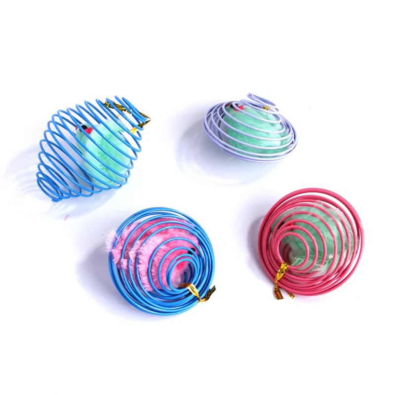 3pcs Mouse in Ball Cage Toys – Interactive Cat Training Toys with Rattle, Plastic Balls for Cats - Happy Tail Center