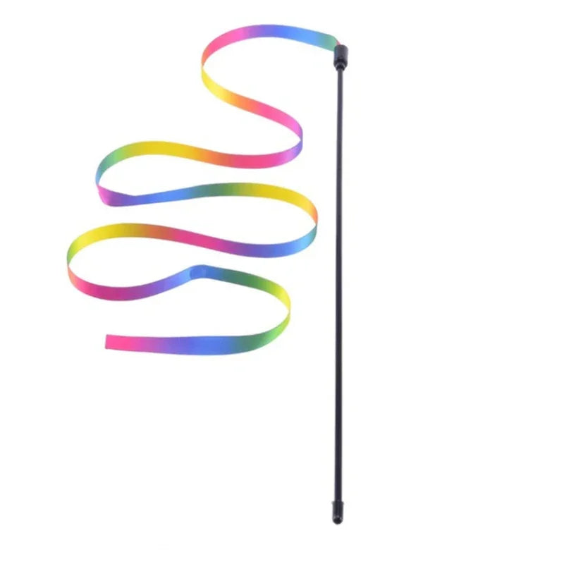 2PCS Rainbow Strips Cat Teaser Wand | Interactive Pet Toys for Cats