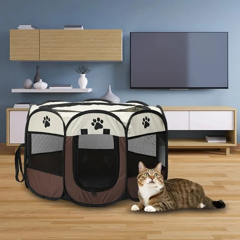 Portable Foldable Pet Tent Kennel - Octagonal Fence for Dogs and Cats