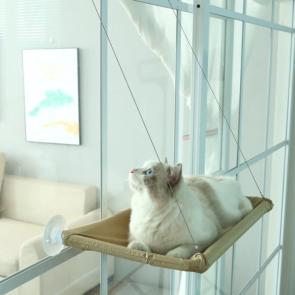 Window Mounted Cat Bed - Strong Sunny Seat Nest and Scratch Tree Hammock - Happy Tail Center