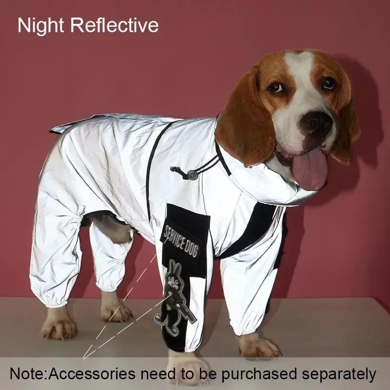 Reflective Outdoor Large Dog Raincoat: Waterproof Sunscreen Hoodie Jacket - Happy Tail Center