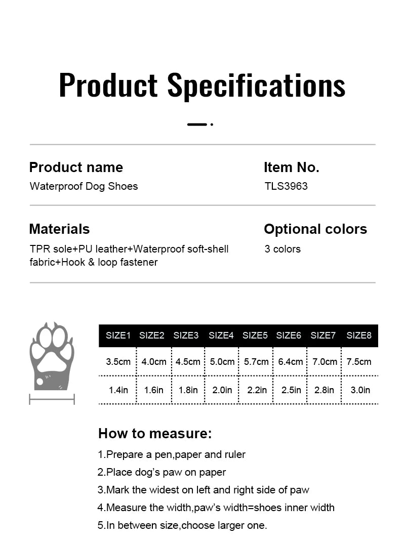 Waterproof Dog Shoes for Large & Medium Dogs - Winter Boots & Paw Protectors with TPR Sole - Happy Tail Center