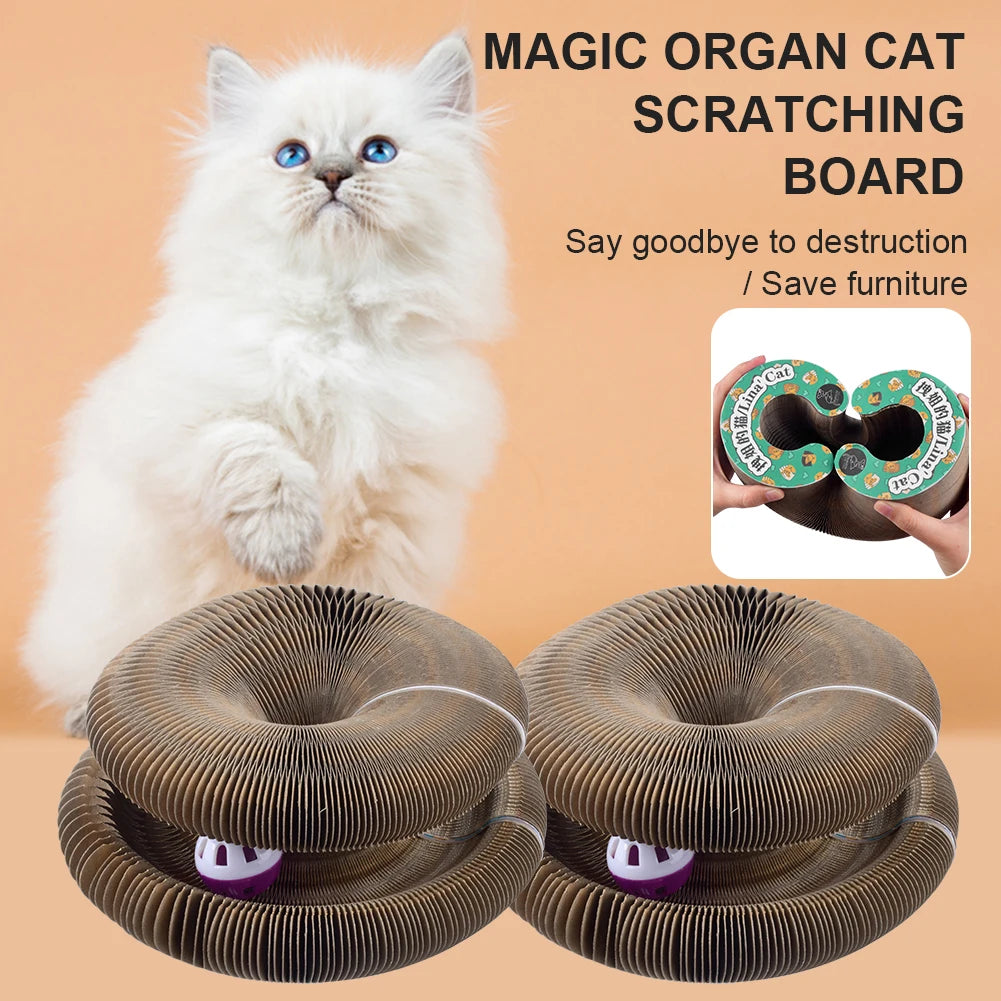 Magic Organ Cat Scratch Board with Bell – Multifunctional Claw Grinding & Climbing Toy - Happy Tail Center