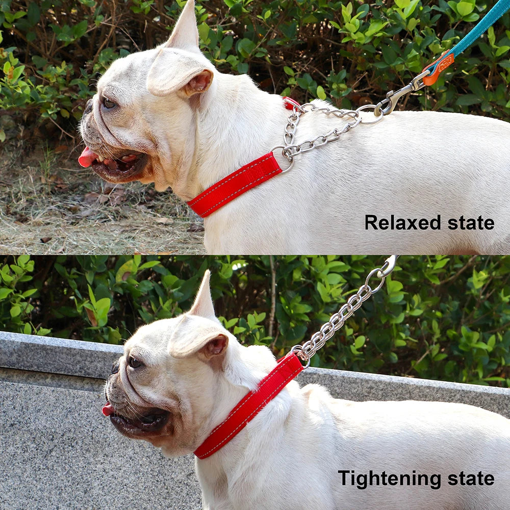 Reflective Adjustable Stainless Steel Choke Collar - Training Collar for Dogs