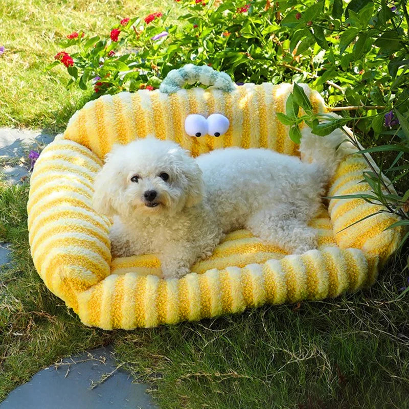Winter Warm Cat Sofa Bed | Detachable Plush Sleeping Cushion for Small Pets