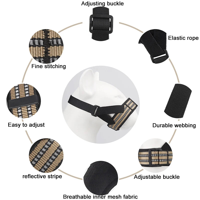 Reflective Adjustable Dog Muzzle - Anti-Biting and Barking Solution
