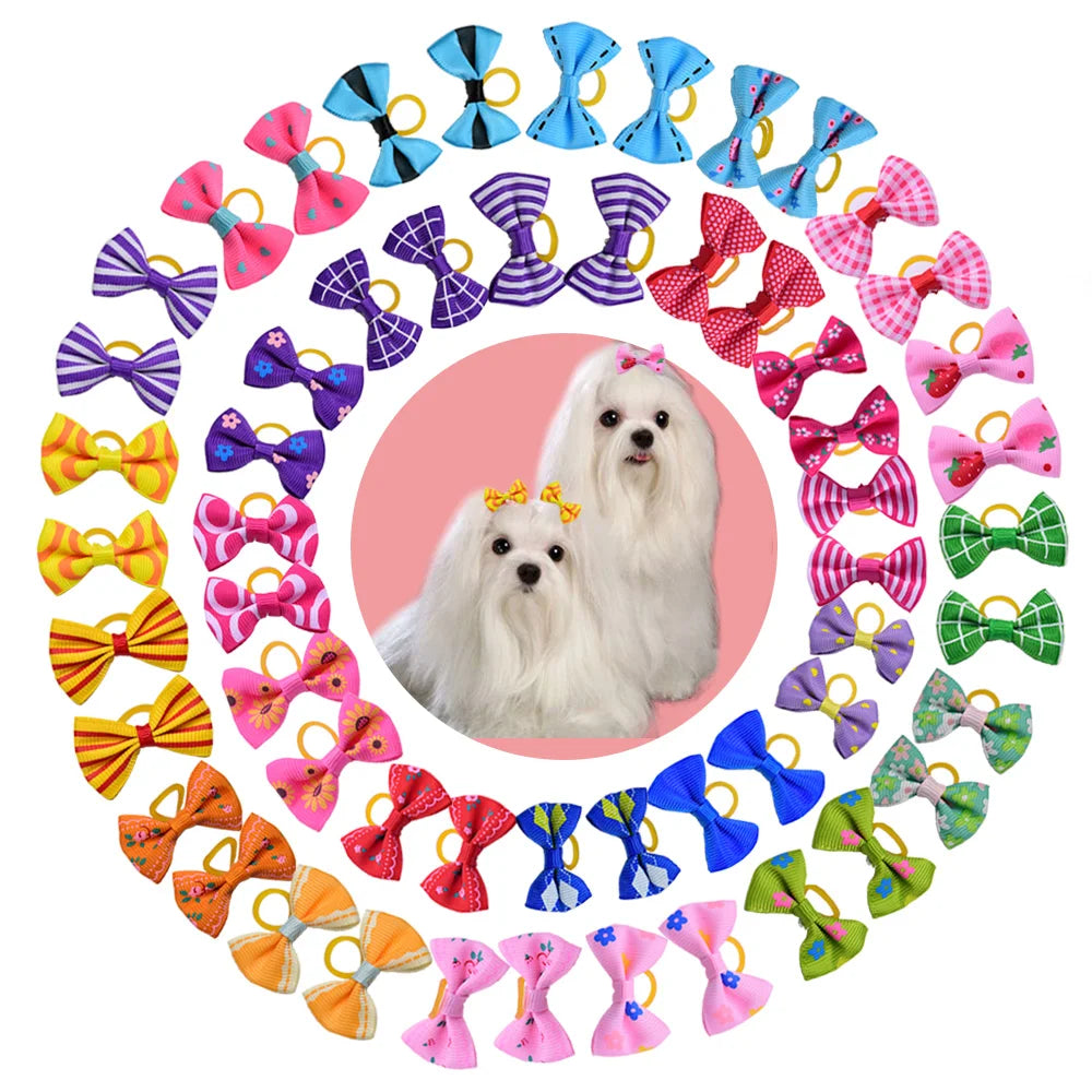 100PCS Dog Grooming Bows - Hair Accessories for Small Dogs and Cats