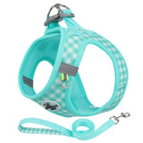 Breathable Plaid Dog Cat Vest Harness Leash Set