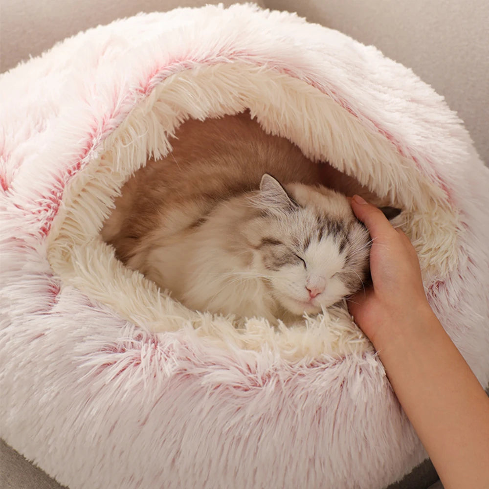 PlushDream Round Cat Bed | Ultra-Soft Plush Cushion for Dogs & Cats - Happy Tail Center