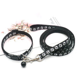 Cute Dog Paw Print Pet Traction Rope Collar Set - Stylish and Adjustable Accessories for Pets