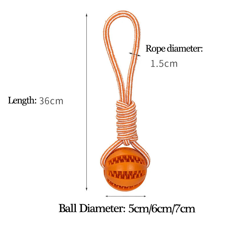 Interactive Pet Treat Balls with Rope - Engaging Rubber Toy for Dogs