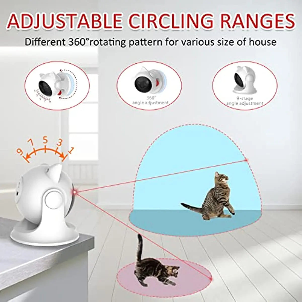 ATUBAN Rechargeable Motion Activated Cat Laser Toy - Interactive Auto Laser for Cats and Dogs