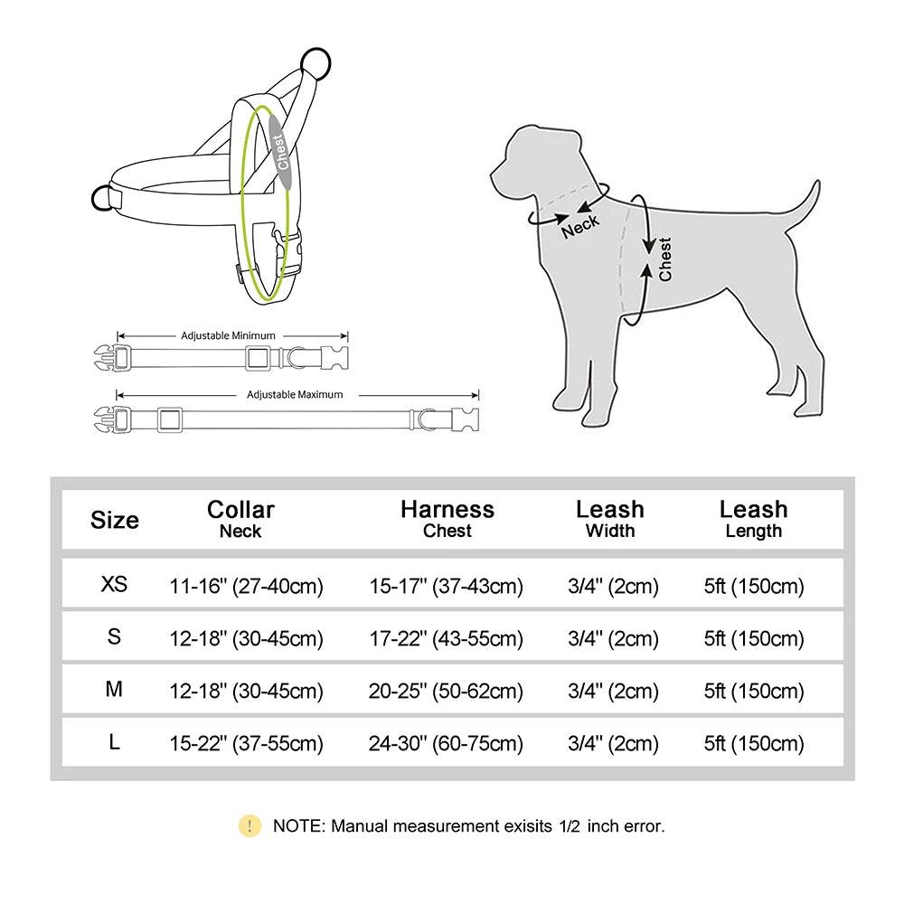 Nylon Dog Collar, Harness, and Leash Set – No Pull Design with Leather Accents for French Bulldogs - Happy Tail Center