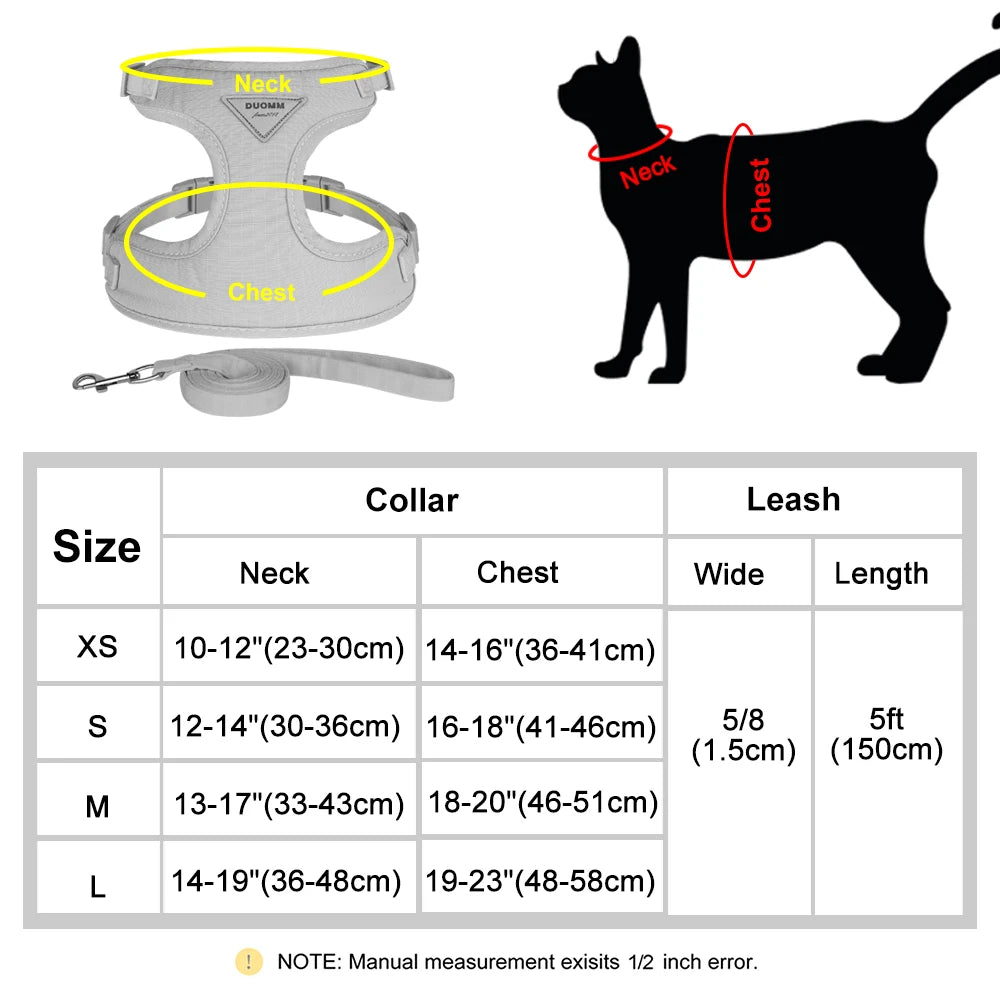 Stylish Cat and Dog Harness with Leash Set: Comfort and Style Combined