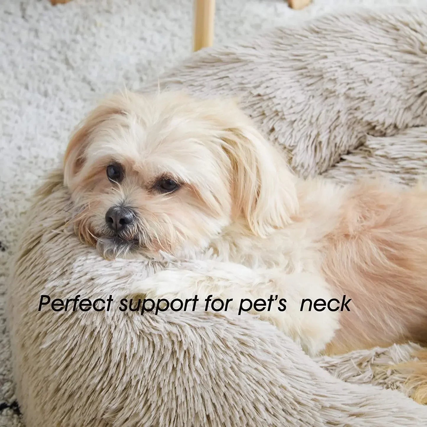 Cozy Long Plush Cat Bed - Warm and Soft Pet Dog Bed, Basket Cushion