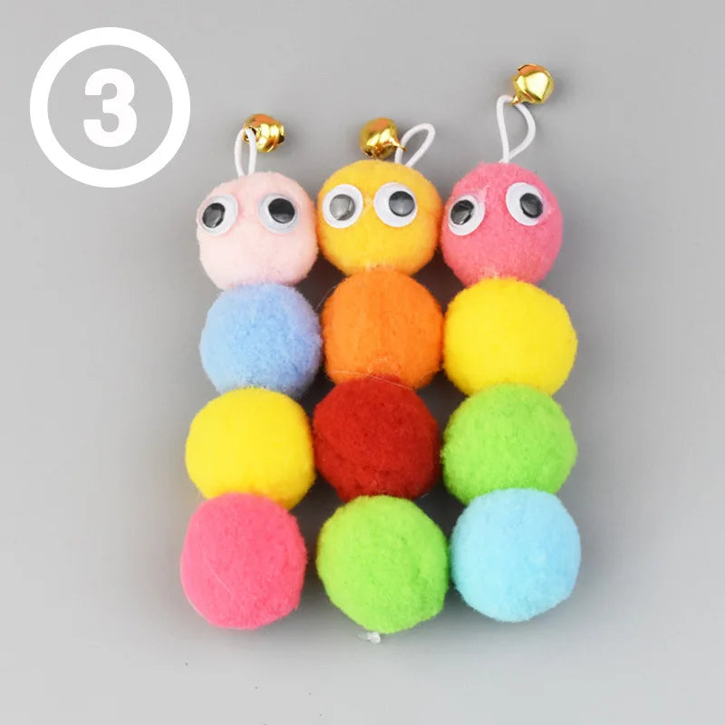 Interactive Cat Rainbow Ball Toy with Striped Stick & Feather Accessories