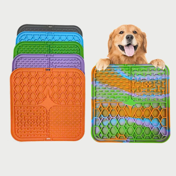 Suction Calming Lick Mat and Slow Feeder Pad for anxiety relief and bath distraction
