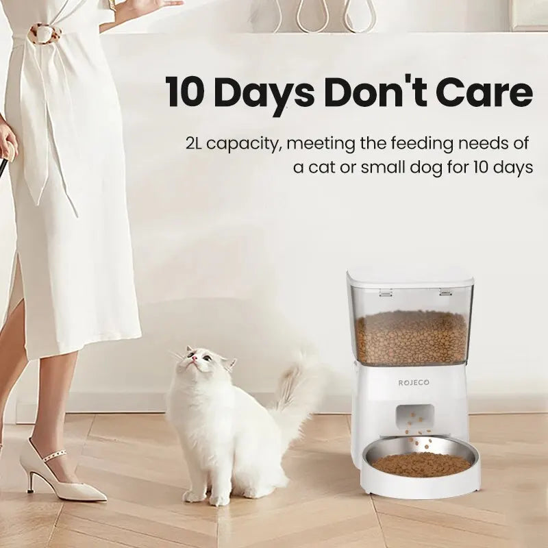 ROJECO 2L WiFi Automatic Pet Feeder - Smart Food Dispenser with Remote Control