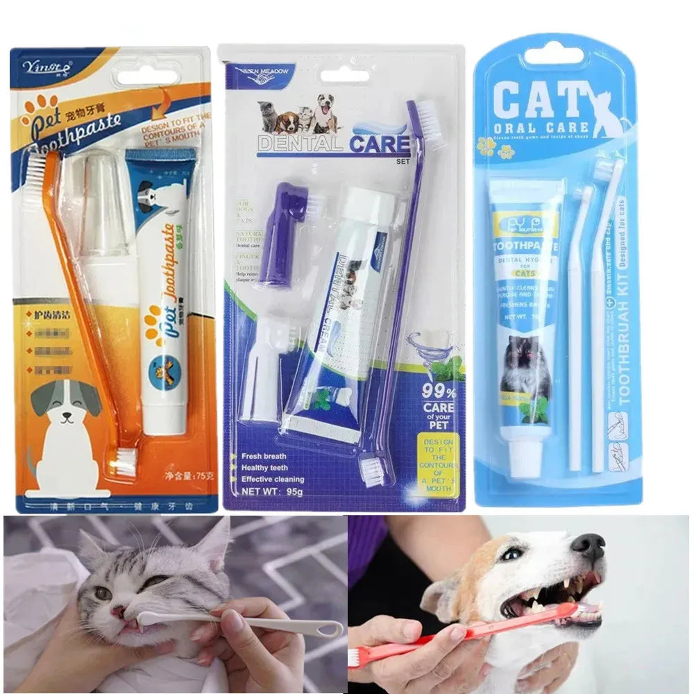 Pet Toothbrush and Toothpaste Kit | Dog & Cat Oral Cleaner for Dental Care