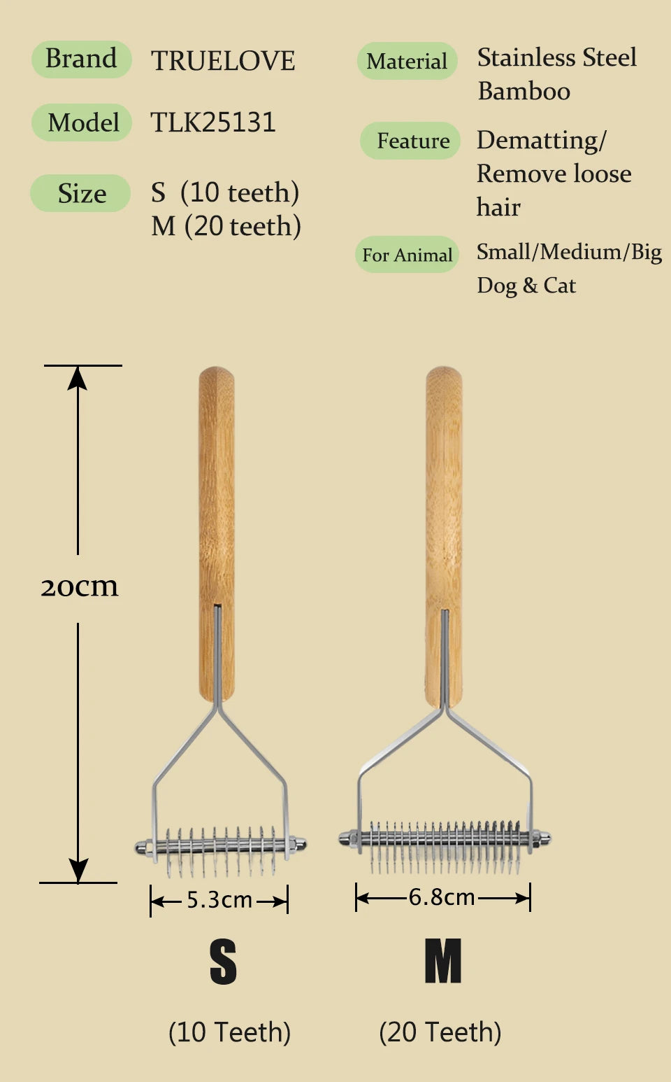 Deshedding Brush and Dematting Comb | Stainless Steel Pet Grooming Tool - Happy Tail Center