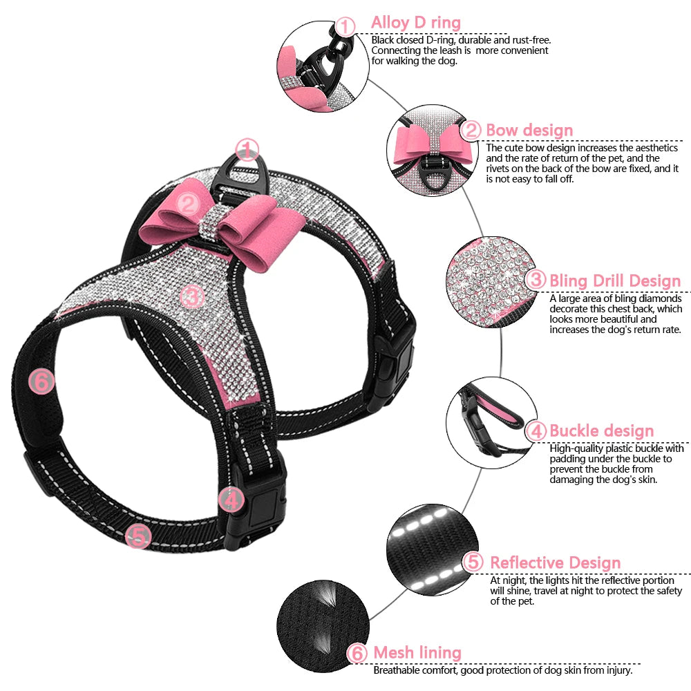 Stylish Reflective Nylon Dog Harness: Safety and Elegance Combined! - Happy Tail Center