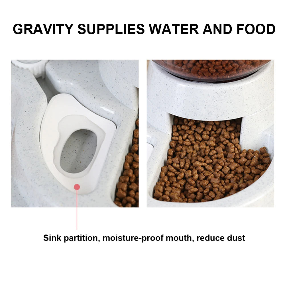 2-in-1 Cat Water and Food Feeder Dispenser – Automatic Pet Drinking and Feeding Bowl - Happy Tail Center