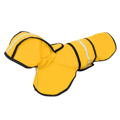 Reflective Waterproof Dog Raincoat: Hooded Jumpsuit for Small to Large Breeds - View 7 - Happy Tail Center