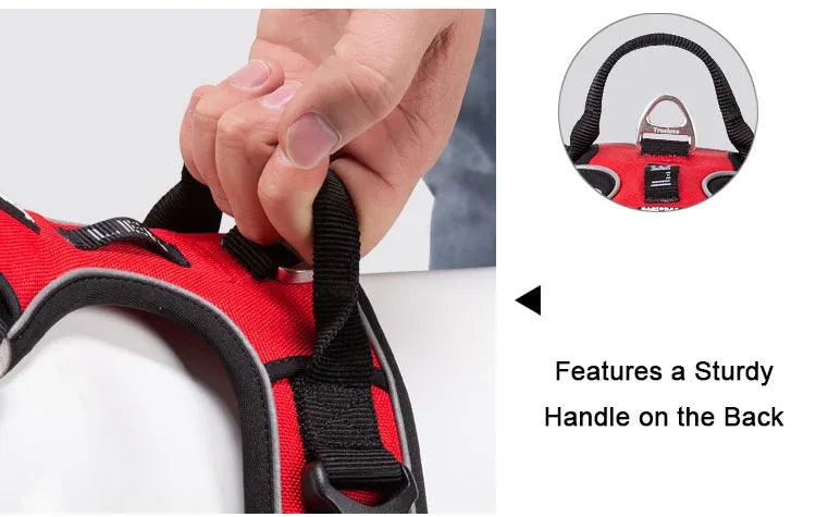 Reflective Nylon Dog Harness - No-Pull, Adjustable, Safe for Medium to Large Breeds - Happy Tail Center