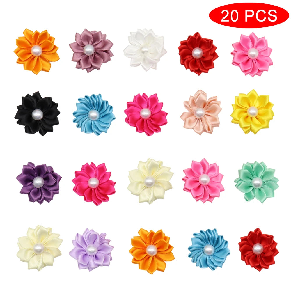 Flower Dog Hair Bows – Adorable Pet Grooming Accessories for Dogs and Cats (20pcs/lot) - Happy Tail Center