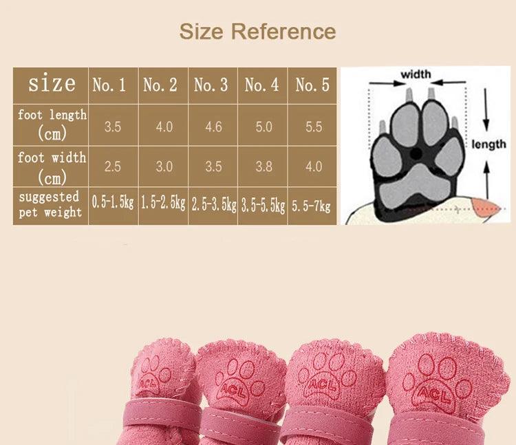 4Pcs/set Dogs Winter Shoes | Waterproof Snow Booties with Anti-Slip Soles for Small Dogs - Happy Tail Center