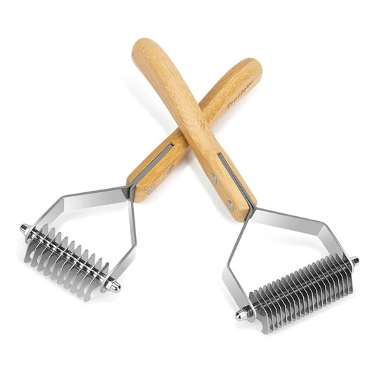 Deshedding Brush and Dematting Comb | Stainless Steel Pet Grooming Tool - Happy Tail Center