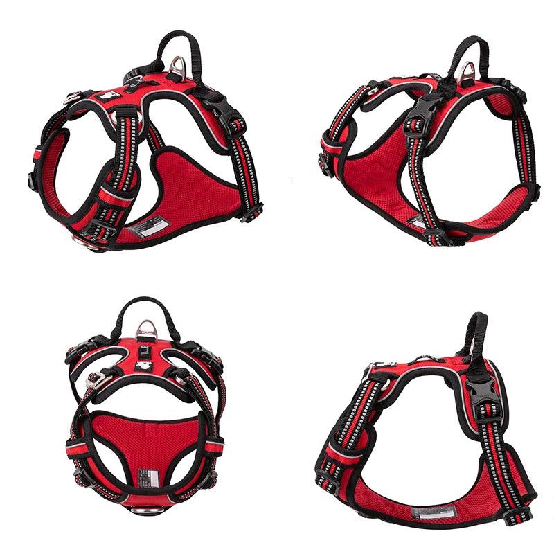 Reflective Nylon Dog Harness - No-Pull, Adjustable, Safe for Medium to Large Breeds - Happy Tail Center