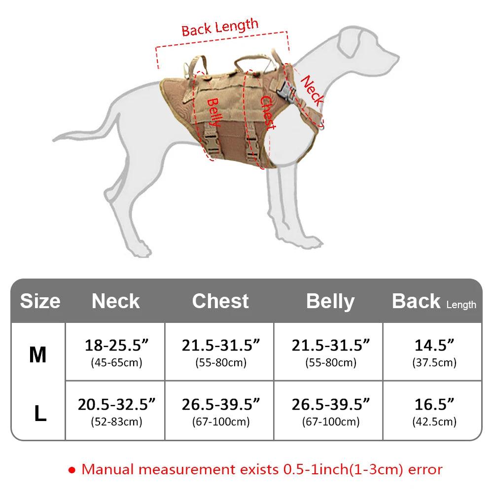 Strong Nylon Dog Harness Tactical Military Pet Vest - Happy Tail Center