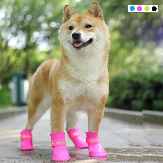 Dog Rain Shoes 4pcs/set Silicone Antiskid Boots | Protect Your Pet's Paws - Happy Tail Center