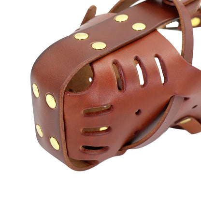 Real Leather Dog Muzzle – Anti-Bite Training Muzzle for Medium and Large Dogs - Happy Tail Center