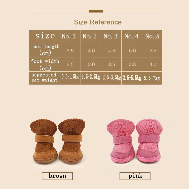 4Pcs/set Dogs Winter Shoes | Waterproof Snow Booties with Anti-Slip Soles for Small Dogs - Happy Tail Center